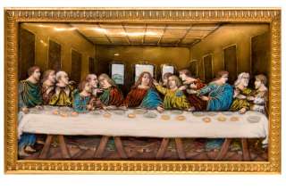 Antique Enamel Plaque Depicting Jesus Last Supper  