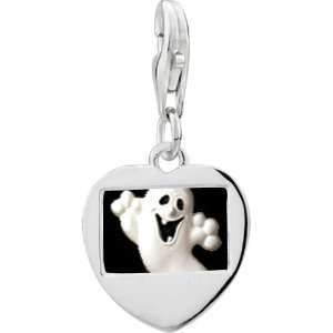   Silver Halloween Ghost Photo Heart Frame Charm Pugster Jewelry