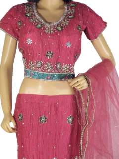 Pink Lehenga Skirt Choli Indian Evening Wedding Dress Designer Lengha 