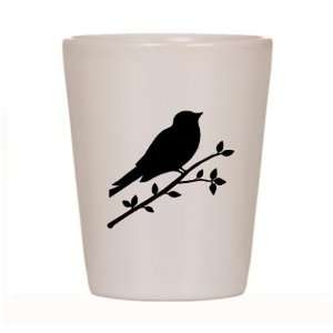  Black and White Raven Bird Silhouette Ceramic Shot Glass 