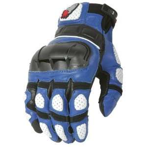 Joe Rocket Supermoto Mens Leather Motorcycle Gloves Blue/White/Black 