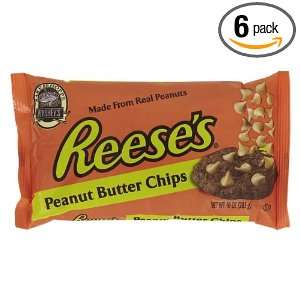 Reeses Baking Chips Peanut Butter Flavored, 10 Ounce Bags (Pack of 6 