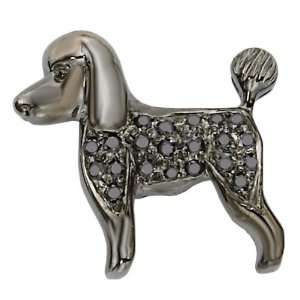    Poodle Puppy Cut Charm   Blackened Gold/Black Diamond Jewelry