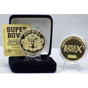   24KT Gold Plate Gold Super Bowl X Flip Coin