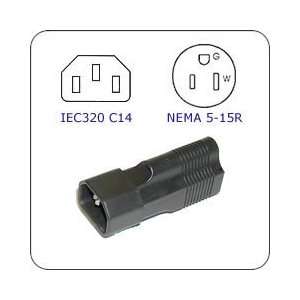 Plug Adapter IEC 60320 C14 Plug to NEMA 5 15 Connector 