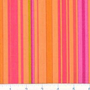  58 Wide Drapery Print Sun Stripe Coral Fabric By The 