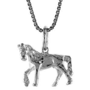   12mm) Tall Small Horse Pendant (w/ 18 Silver Chain) 
