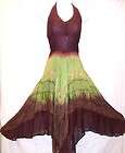 Embroidered Halter Top Dress Burgundy/ Olive/ Brown FT602