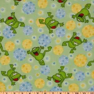  43 Wide Comfy Flannel Frogs Green Fabric By The Yard 