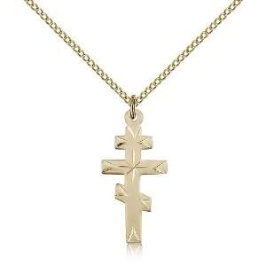 Gold Filled Greek Orthadox Cross Medal Pendant 1 x 1/2 Inches 5416GF 