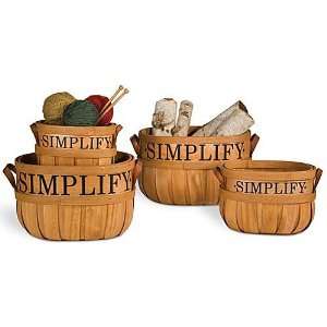  Simplify Basket Set is 4 nesting wood baskets with leather 