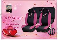 11PC LOVE STORY HEARTS SEAT COVER COMBO WITH BENCH STEERING & SHOULDER 