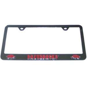  Steel frame license plate with Arkansas Razorbacks logo 