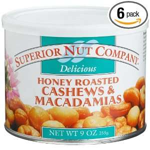 Superior Nut Honey Roasted Cashews & Macadamias, 9 Ounce Canisters 