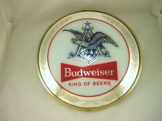 Vintage Budweiser Beer Fish Eye Lens Shaped Mirror Glass Sign  