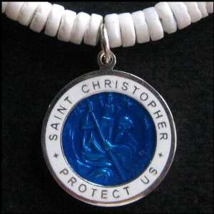    St. Christopher Surfer Puka Shell Necklace 