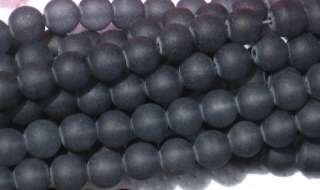 20 Frosted Glass Beads 8mm Round Storm Cloud Dark Gray  