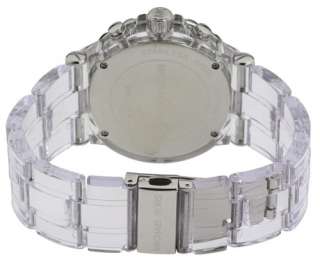 Michael Kors   Womens Clear Plastic Resin Bracelet Chronograph Watch 