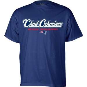  Chad Ochocinco New England Patriots Blue T Shirt Sports 