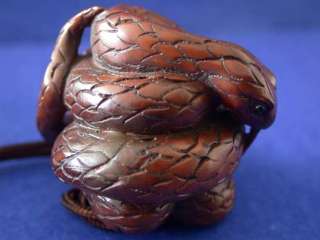 Carved Craftwork Boxwood Inro Netsuke Carving Snake  
