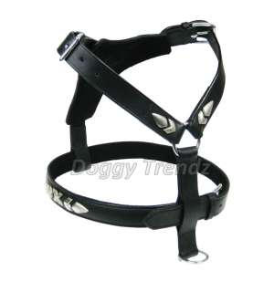 LARGE REAL LEATHER DOG HARNESS STAFF BULL TERRIER ROTTWEILER PITBULL 
