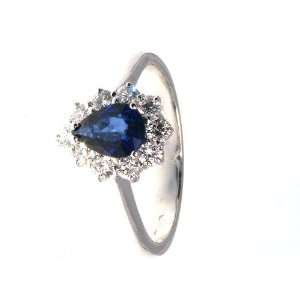 18Carati Sapphire drop and diamond ring 0.52 ct.   AF0325 