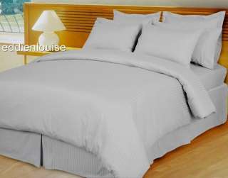 8pc CAL KING 300TC BED in BAG w/ Down ALTERNATIVE comforter; STRIPES 