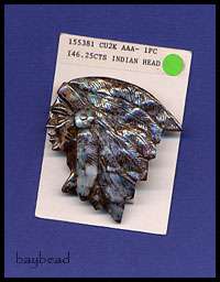 Carved Boulder Opal Indian Chief in Headress  