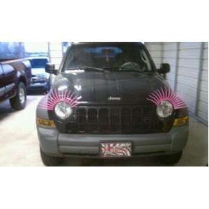  Round Pink CarLashes for VW Beetle, Jeep Liberty, Mini 