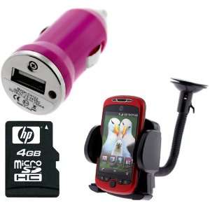Class 4 Memory Card + USB Car Charger (Mini Hot Pink) + Universal Car 