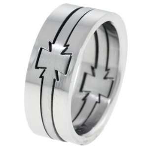  Maltese Cross Mens Stainless Steel Puzzle Ring   Size 12 