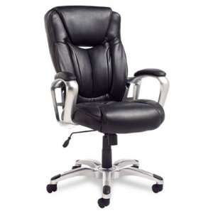  Alera Carrero High Back Swivel/Tilt Leather Chair, Black 