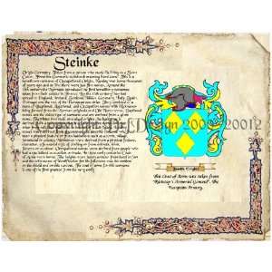  Steinke Coat of Arms/ Family Crest on Fine Paper and 