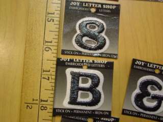 EMBROIDERED BLACK FELT IRON ON CRAFT LETTERS NUMBERS SM  