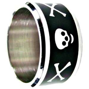  Black & Silver Grey Color Skull Ring, Hypoallergenic Stainless Steel 