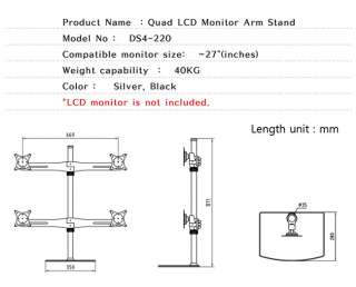 Quad LCD LED Monitor Mounts Arm Stand Bracket Mount 15 17 19 22 23 24 