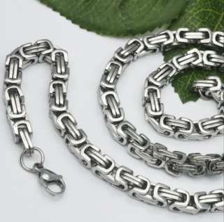 Stainless Steel Polish Byzantine Chain Necklace 8mm 25  