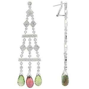  Multi Colored Gemstone Diamond Chandelier Earrings in 