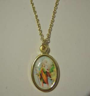 St. Christopher Beautiful Colors Gold Plated Necklace  