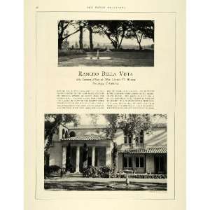  1925 Print Rancho Bella Vista Charles Blaney Home CA 