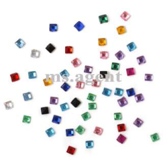 12 colors square shaped nail art rhinestones 2.0mm C332  