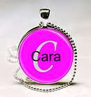 Handmade Cara Name Monogram Glass Tile Necklace Pendant
