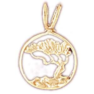  14kt Yellow Gold Cedar Tree Pendant Jewelry