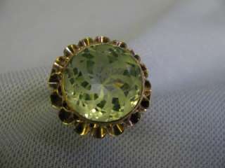   yellow gold ladys Huge Single Green stone Spinel ring size 8  
