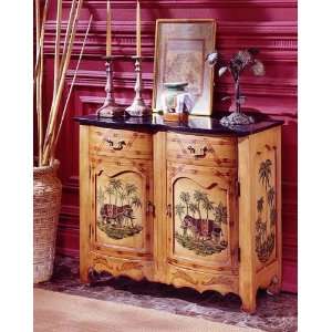  Fairfax Home Furnishings Black Marble Accent Cabinet