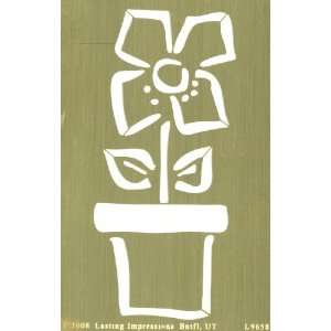  Brass 4x6 Embossing Template Potted Flower