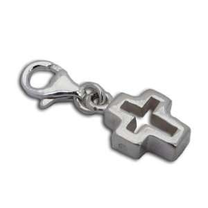  Charmas Cut out Cross Charm Sterling Silver Spring Clasp Jewelry