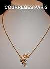 VINTAGE 70s FRENCH COURREGES GOLD METAL NECKLACE WITH 