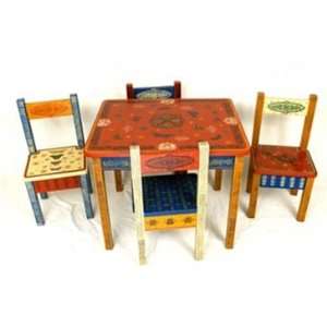 Hand Painted Kids Table and Chairs Set 