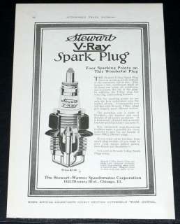 1916 OLD MAGAZINE PRINT AD, STEWART V RAY SPARK PLUGS, 4 POINTS 